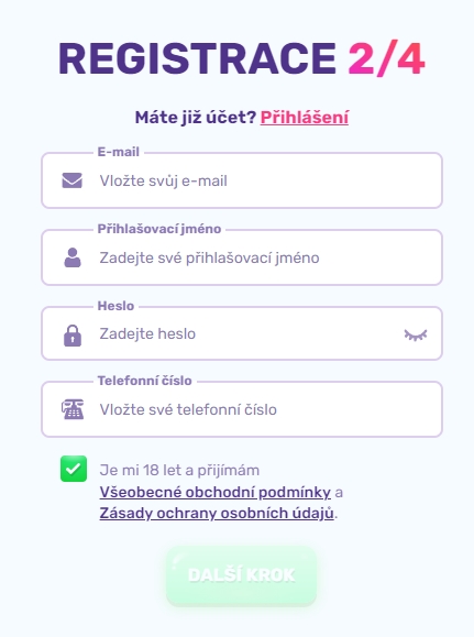 Registrace Kasina Slotspalace